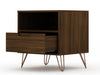 Manhattan Comfort Rockefeller Mid-Century Modern Nightstand with Drawer - Brown|Table de nuit Rockefeller de Manhattan Comfort de style moderne du milieu du 20e siècle avec tiroir - brune