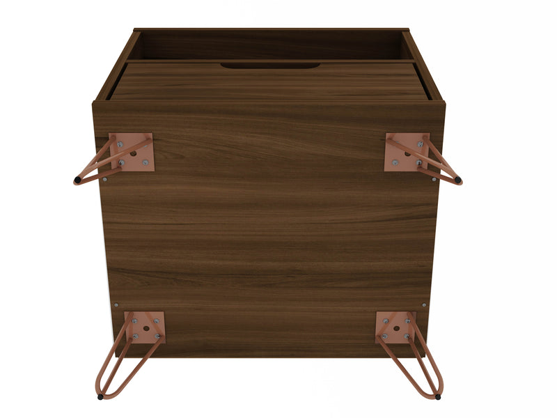 Manhattan Comfort Rockefeller Mid-Century Modern Nightstand with Drawer - Brown