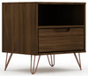 Manhattan Comfort Rockefeller Mid-Century Modern Nightstand with Drawer - Brown