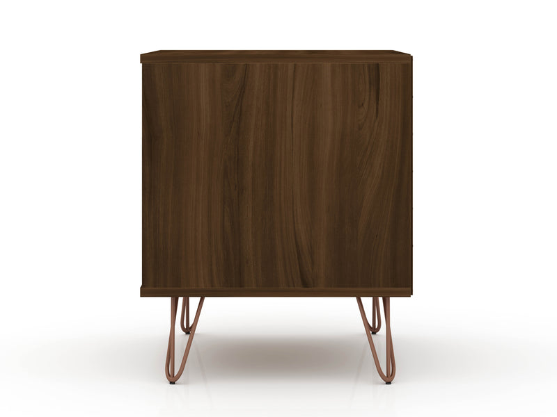 Manhattan Comfort Rockefeller Mid-Century Modern Nightstand with Drawer - Brown