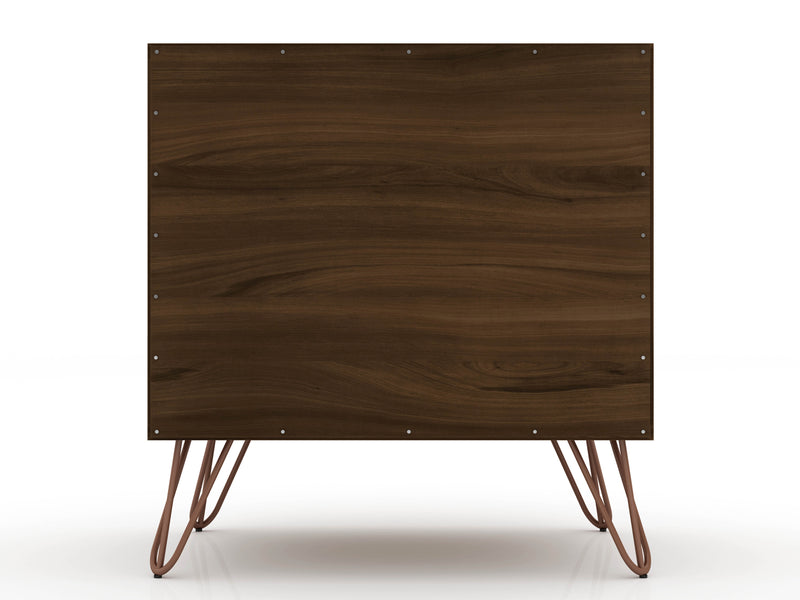 Manhattan Comfort Rockefeller Mid-Century Modern Nightstand with Drawer - Brown