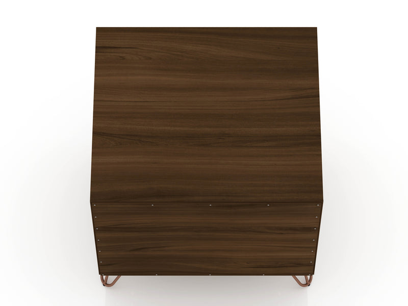 Manhattan Comfort Rockefeller Mid-Century Modern Nightstand with Drawer - Brown