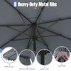 Costway 10 FT Patio Umbrella with Crank Tilt Adjustment Ruffles Vented Top 8 Ribs Gray