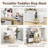Costway 3-in-1 Foldable Kitchen Standing Tower For Toddlers With Chalkboard Weaning Table Natural