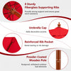 Costway 9.5 FT Patio Rope Pulley Wooden Umbrella Market w/Fiberglass Ribs Outdoor Red