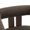 Crest Modern Upholstered Round Arm Accent Chair with Three-Leg Design, Dark Brown, Walnut | Crest Fauteuil d'Appoint Moderne a Accoudoirs Ronds et Pieds Triangulaires, Brun Fonce, Noyer