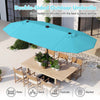 Costway 13FT Double-sided Patio Umbrella with Solar Lights Crank Handle Umbrella Base Turquoise