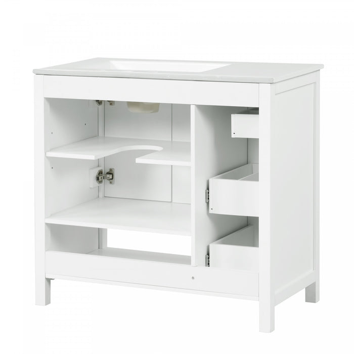 Oakmere 36 Inch Single Sink Bathroom Vanity with Two Doors and Two Drawers, White