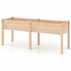 Costway Raised Garden Bed Elevated Fir Wood Planter Box With 2 Large Planting Areas Beige
