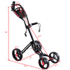 Costway 4 Wheel Golf Pull Push Cart Trolley Club Umbrella Scorecard Drink Holder
