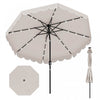 Costway 9.3 FT Solar Patio Umbrella Outdoor Market Sunshade with 24 LED Lights Ruffles Beige