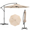 Costway 10' Hanging Umbrella Patio Sun Shade Offset Outdoor Market W/ T Cross Base Beige