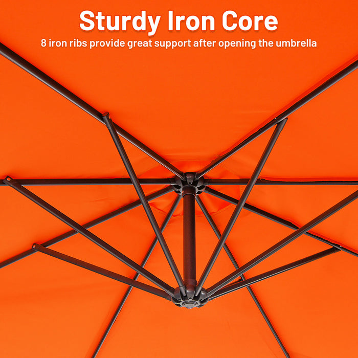 Costway 10 FT Patio Offset Umbrella w/8 Ribs Cross Base Tilt Orange