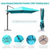 Costway 10'x13' Patio Offset Cantilever Umbrella Aluminum 360° Rotation Tilt Turquoise