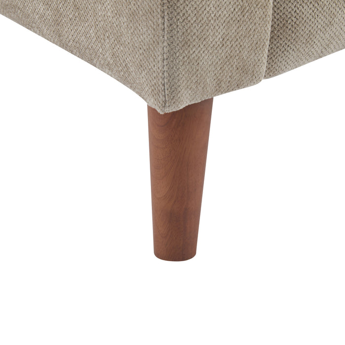 Midway Mid-Century Modern Armchair with Tufted Waffle Stitch, Light Brown, Walnut