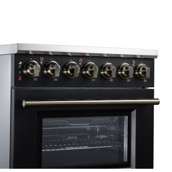 Forno Massimo 30 Inch Freestanding Electric Range, 5 radiant burners, 4.32 cu.ft., Black -FFSEL6020-30BLK