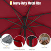 Costway 10 FT Patio Umbrella with Crank Tilt Adjustment Ruffles Vented Top 8 Ribs Red