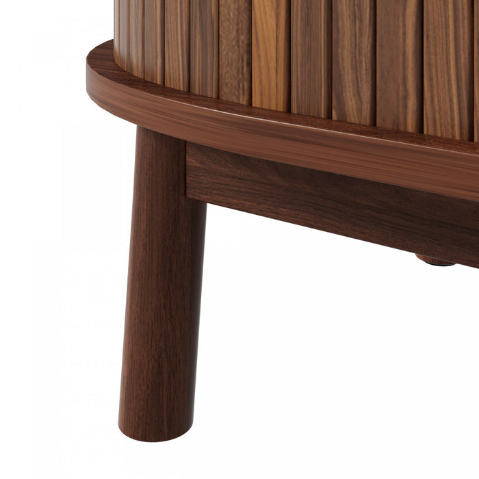 Oakmere 67 Inch Modern TV Stand with Drawer and Sliding Doors, Walnut