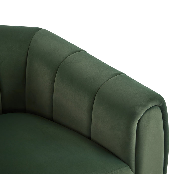 Vela Modern Velvet Swivel Club Chair with Tub Design, Black, Olive Green