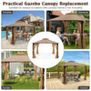 10' X 12' Patio Gazebo Replacement Top Cover 2-tier Canopy Cpai-84 Outdoor Brown