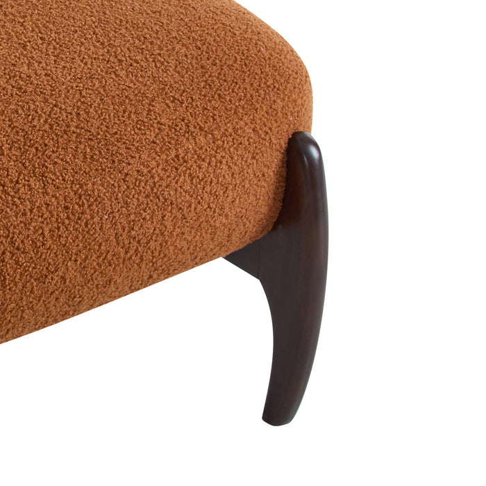 Coco Modern Boucle Lounge Chair with Solid Wood Frame, Orange