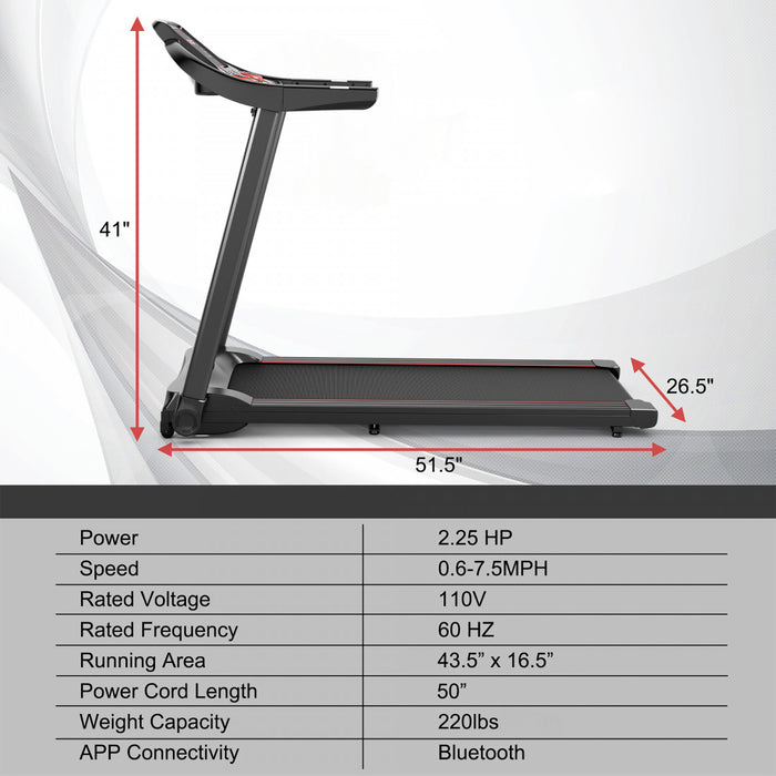 Superfit 2.25hp Electric Running Machine Treadmill Bluetooth Speaker App Control
