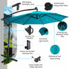 Costway 10FT Patio Offset Umbrella Solar Powered LED 360Degree Rotation Aluminum Turquoise