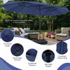 Costway 15FT Twin Patio Double-Sided Umbrella 48 Solar LED Lights Crank Outdoor Navy