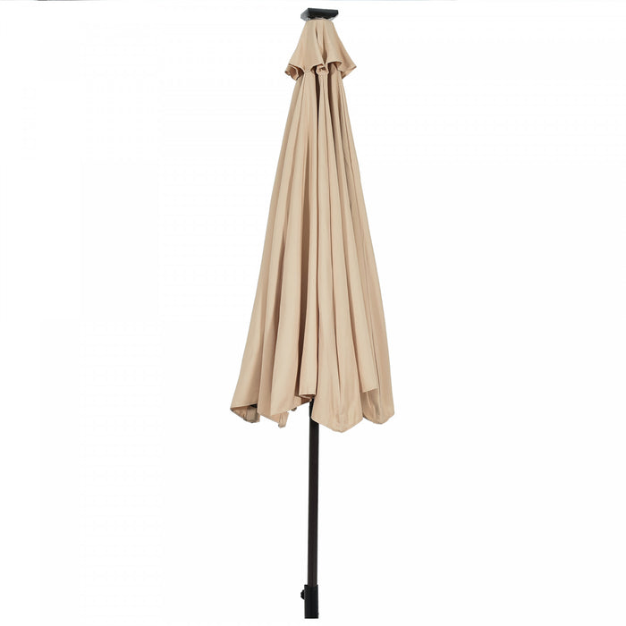 Costway 10ft Solar Lights Patio Umbrella Outdoor W/ 50 LBS Movable Umbrella Stand