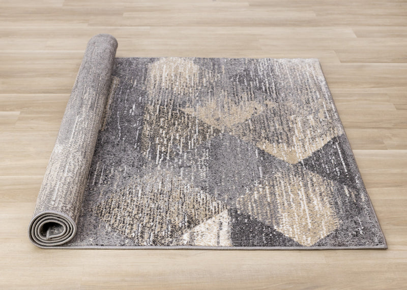 Dayton Grey Beige White Distressed Diamond Pattern Rug, 5'3\" x 7'7\" Indoor Area Rug