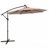 Costway 10 Ft Patio Solar LED Offset Umbrella 40 Lights Crank Cross Base Tan