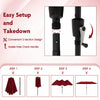 Costway 13 FT Large Patio Umbrella with LED Solar Lights Crank Handle 12 Heavy-Duty Ribs Wine