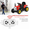 Costway 12v Kids Ride On Tractor With Trailer Ground Loader W/ Rc & Lights Red