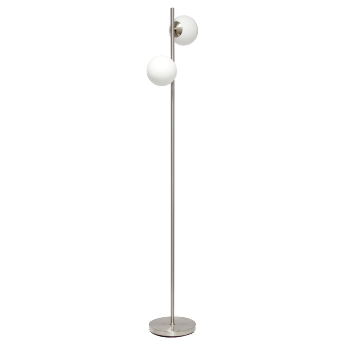 Liam Modern 2 Light Floor Lamp, Brushed Nickel, 66\"H