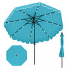 Costway 9.3 FT Solar Patio Umbrella Outdoor Market Sunshade with 24 LED Lights Ruffles Turquoise