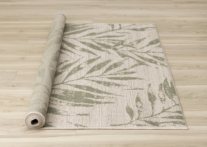Jackson Taupe White Elegant Border Outdoor Rug, 6'7\" x 9'6\" Outdoor Area Rug