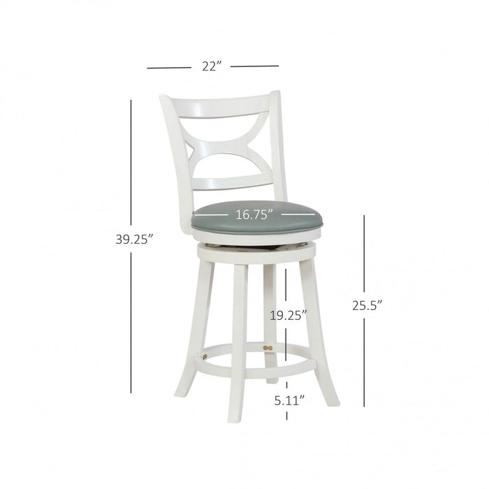 Sawyer Faux Leather Counter-Height Stool - Cream and Blue