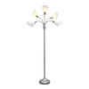 Skye 5 Light Adjustable Gooseneck Floor Lamp, Silver & White, 67"H | Skye Lampadaire a 5 lumieres avec cols de cygne reglables, Argent et Blanc, 67 po H