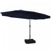Costway 15FT Double-Sided Twin Patio Umbrella Sun Shade Outdoor Crank Market Base Navy