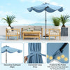 Costway 9 FT Patio Umbrella 2-Tier Market Table Umbrella with Crank Handle & 8 Ribs Navy