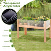 Costway Raised Wooden Garden Bed 31" Elevated Planter Box Plant Terrarium With Drain Holes