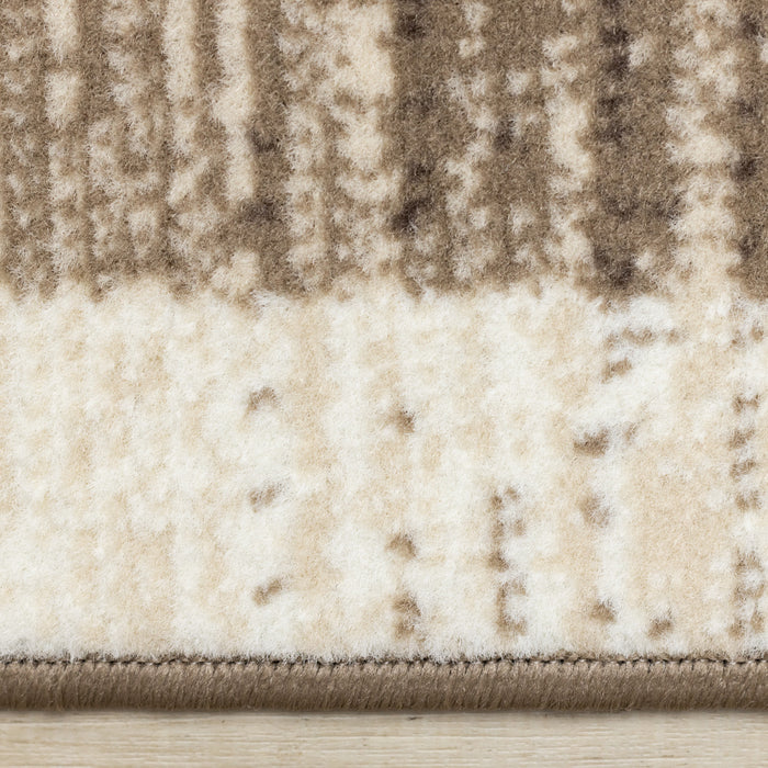 Forte Brown Beige Cream Abstract Geometric Design Area Rug - 5'3\" x 7'5\"