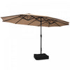 Costway 15 Ft Patio Double Sided Umbrella Outdoor Market Umbrella Tan