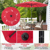 Costway 9 FT Patio Round Market Umbrella with Push Button Tilt, Crank Handle, Vented Top Wine