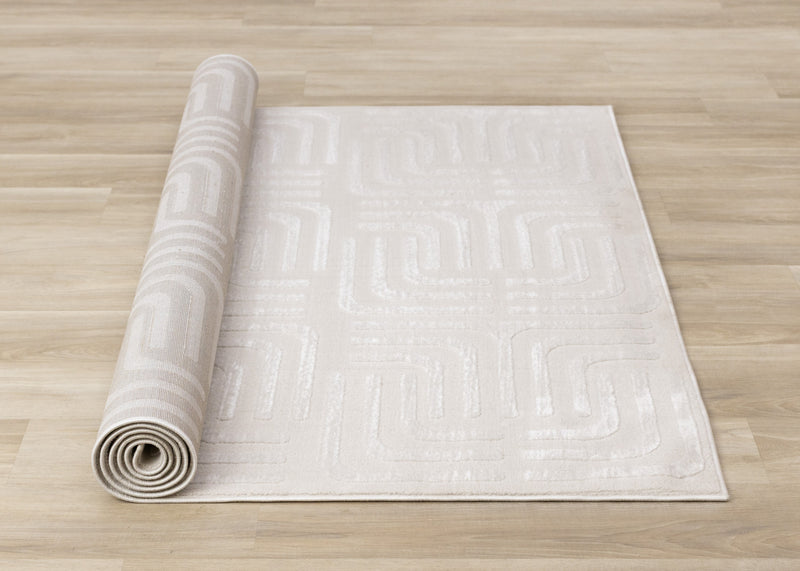 Leonardo Cream Beige Oriental Trellis Pattern Rug, 6'7\" x 9'6\" Indoor Area Rug