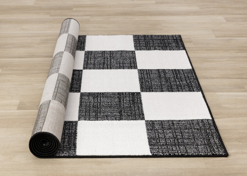 Covington Black White Checkered Pattern Rug, 7'10\" x 10'6\" Indoor Area Rug