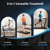 Goplus 3-in-1 Foldable Treadmill With Removable Desk Workstation Remote Control Black