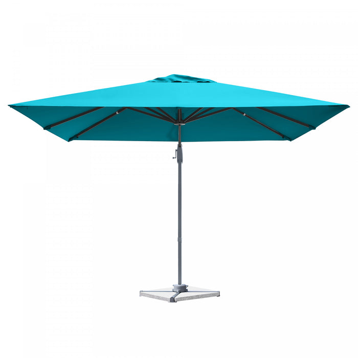 Costway 10x10 ft Patio Offset Cantilever Umbrella Aluminum 360° Rotation Tilt Turquoise