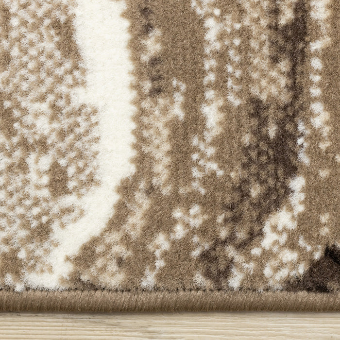 Forte Brown Cream Soothing Waves Area Rug - 5'3\" x 7'5\"