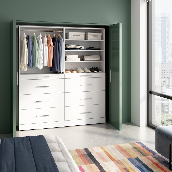 Bestar Florence 71\" Modular Reach-In/Walk-In Closet System with Shelves and Drawers Slab Style - White